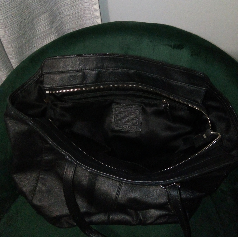 Coach Taylor Leather North South Tote with Sequin-Style Accents in Black #F25941 - Picture 8 of 16
